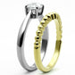 MATK1093 - Two-Tone IP Gold (Ion Plating) Stainless Steel Ring with AAA Grade CZ  in Clear