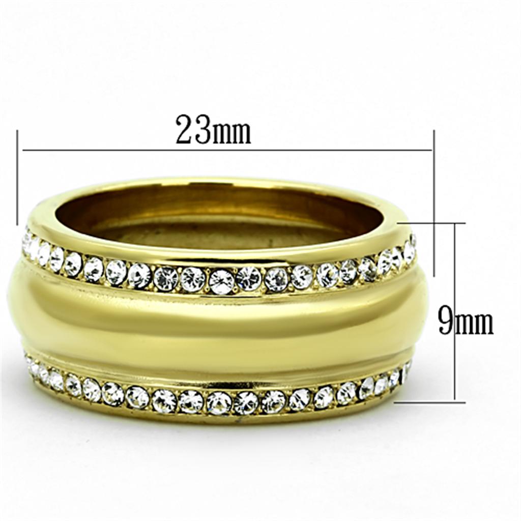 MATK1096 - IP Gold(Ion Plating) Stainless Steel Ring with Top Grade Crystal  in Clear