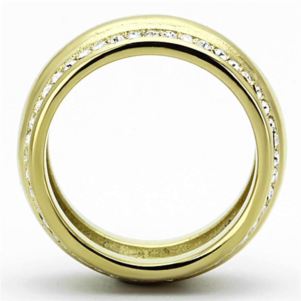MATK1096 - IP Gold(Ion Plating) Stainless Steel Ring with Top Grade Crystal  in Clear