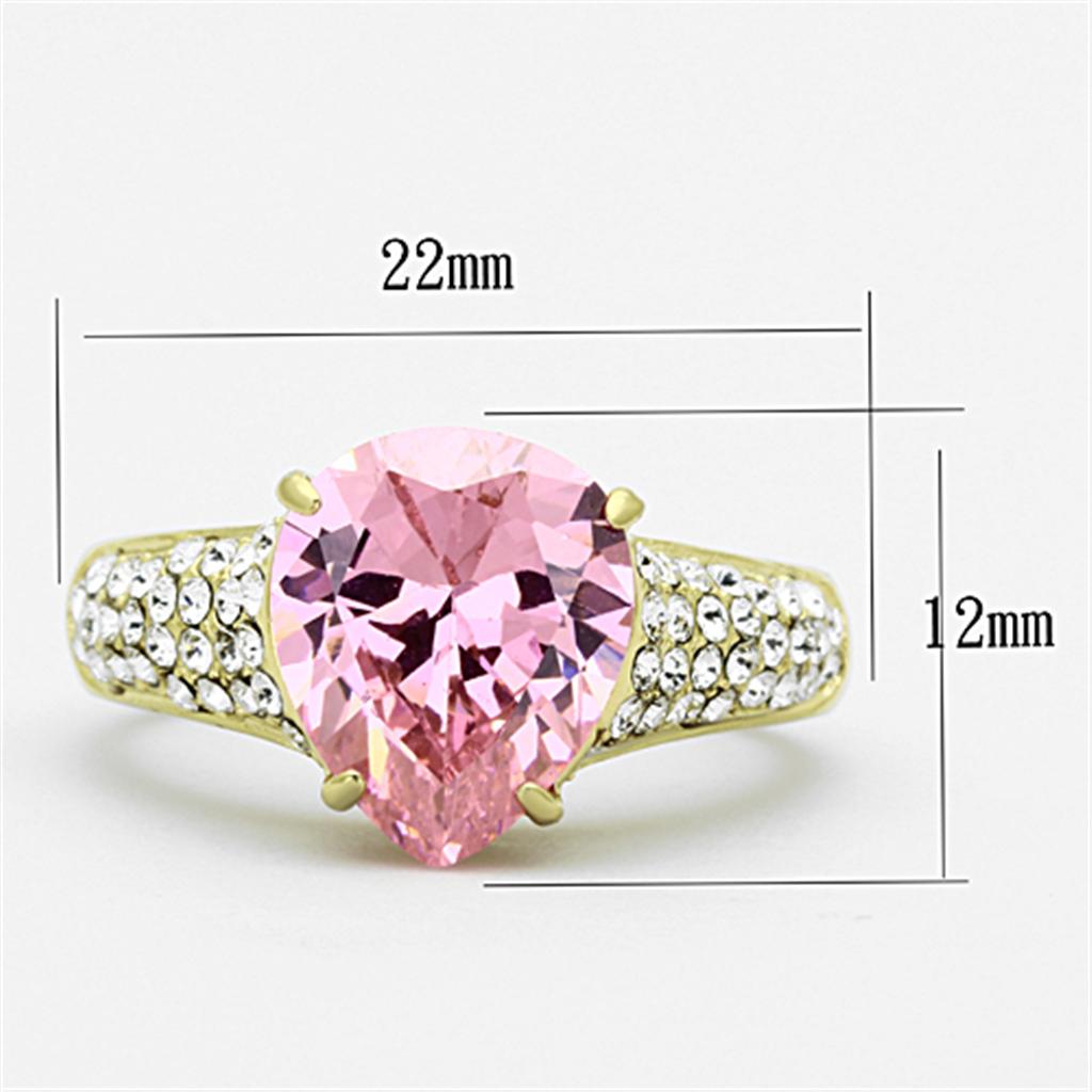 MATK1098 - IP Gold(Ion Plating) Stainless Steel Ring with AAA Grade CZ  in Rose