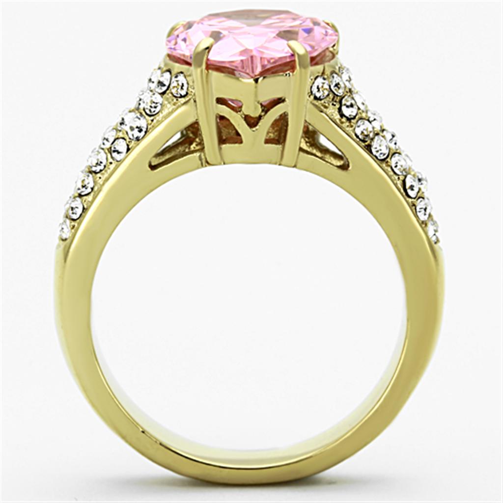 MATK1098 - IP Gold(Ion Plating) Stainless Steel Ring with AAA Grade CZ  in Rose