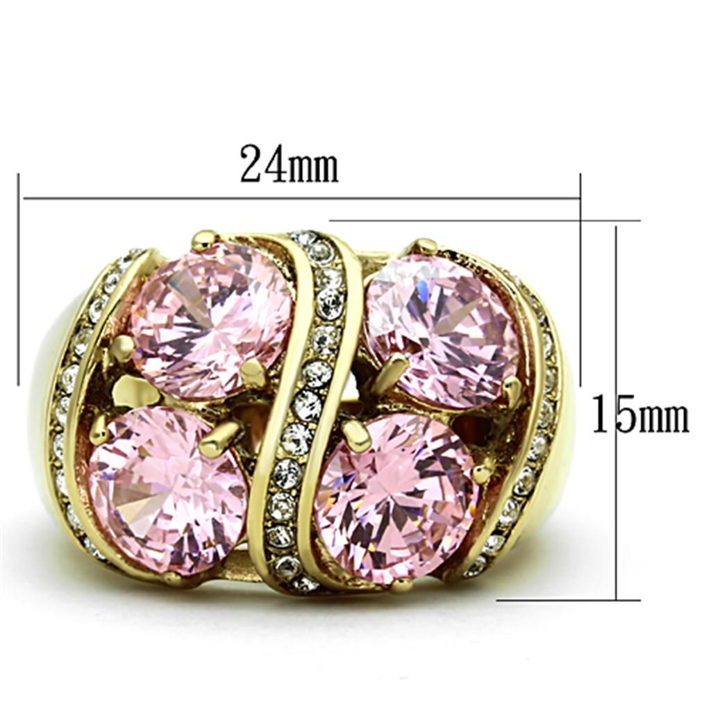 MATK1099 - IP Gold(Ion Plating) Stainless Steel Ring with AAA Grade CZ  in Rose