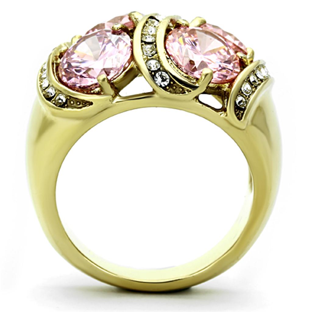 MATK1099 - IP Gold(Ion Plating) Stainless Steel Ring with AAA Grade CZ  in Rose