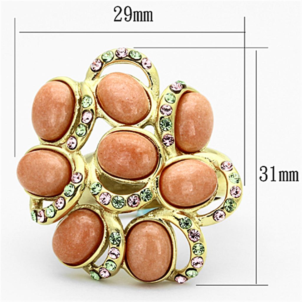 MATK1102 - IP Gold(Ion Plating) Stainless Steel Ring with Synthetic Coral in Orange