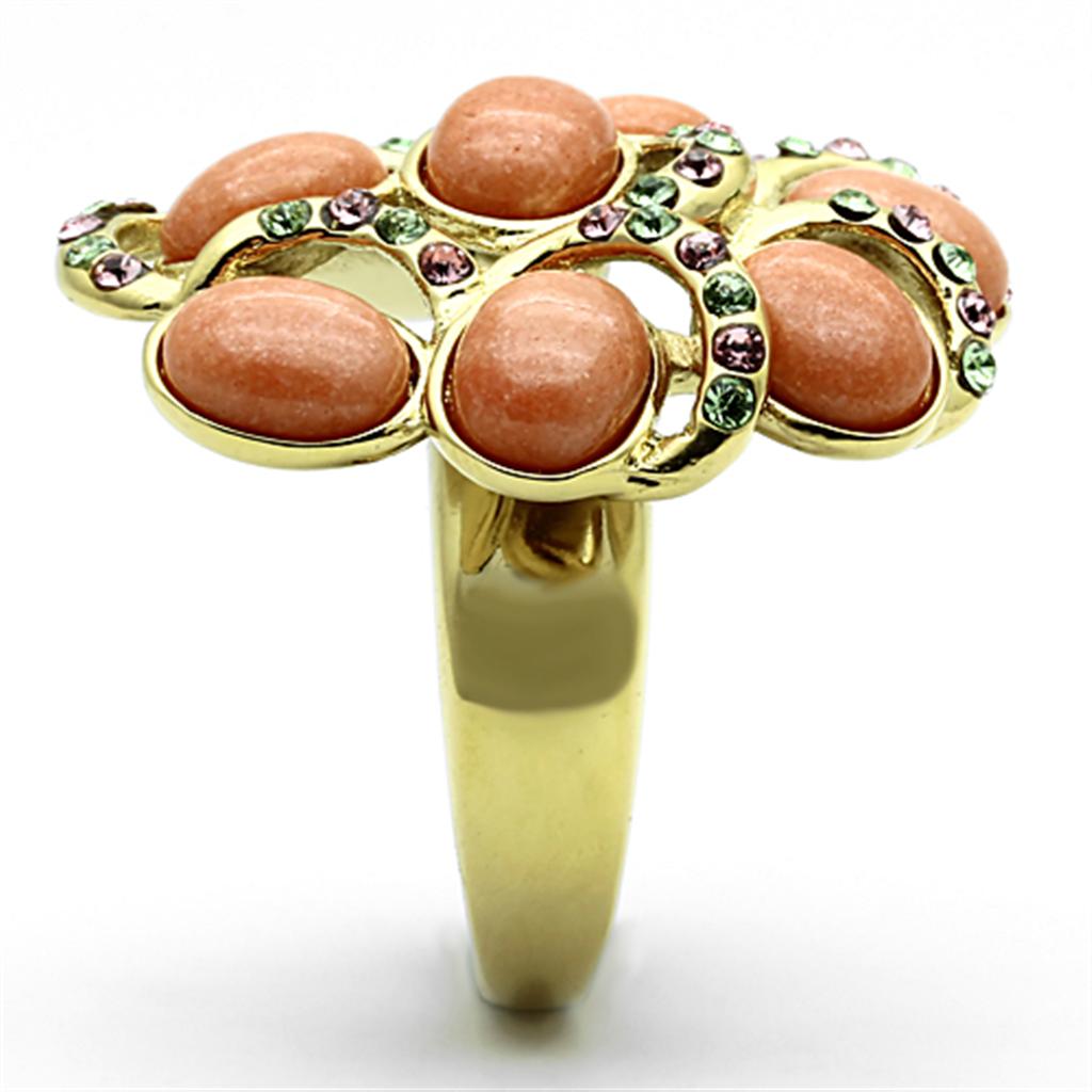 MATK1102 - IP Gold(Ion Plating) Stainless Steel Ring with Synthetic Coral in Orange