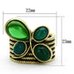 MATK1104 - IP Gold(Ion Plating) Stainless Steel Ring with Synthetic Synthetic Glass in Emerald