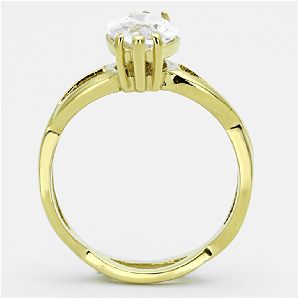 MATK1106 - IP Gold(Ion Plating) Stainless Steel Ring with AAA Grade CZ  in Clear