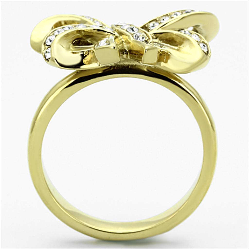 MATK1108 - IP Gold(Ion Plating) Stainless Steel Ring with Top Grade Crystal  in Clear