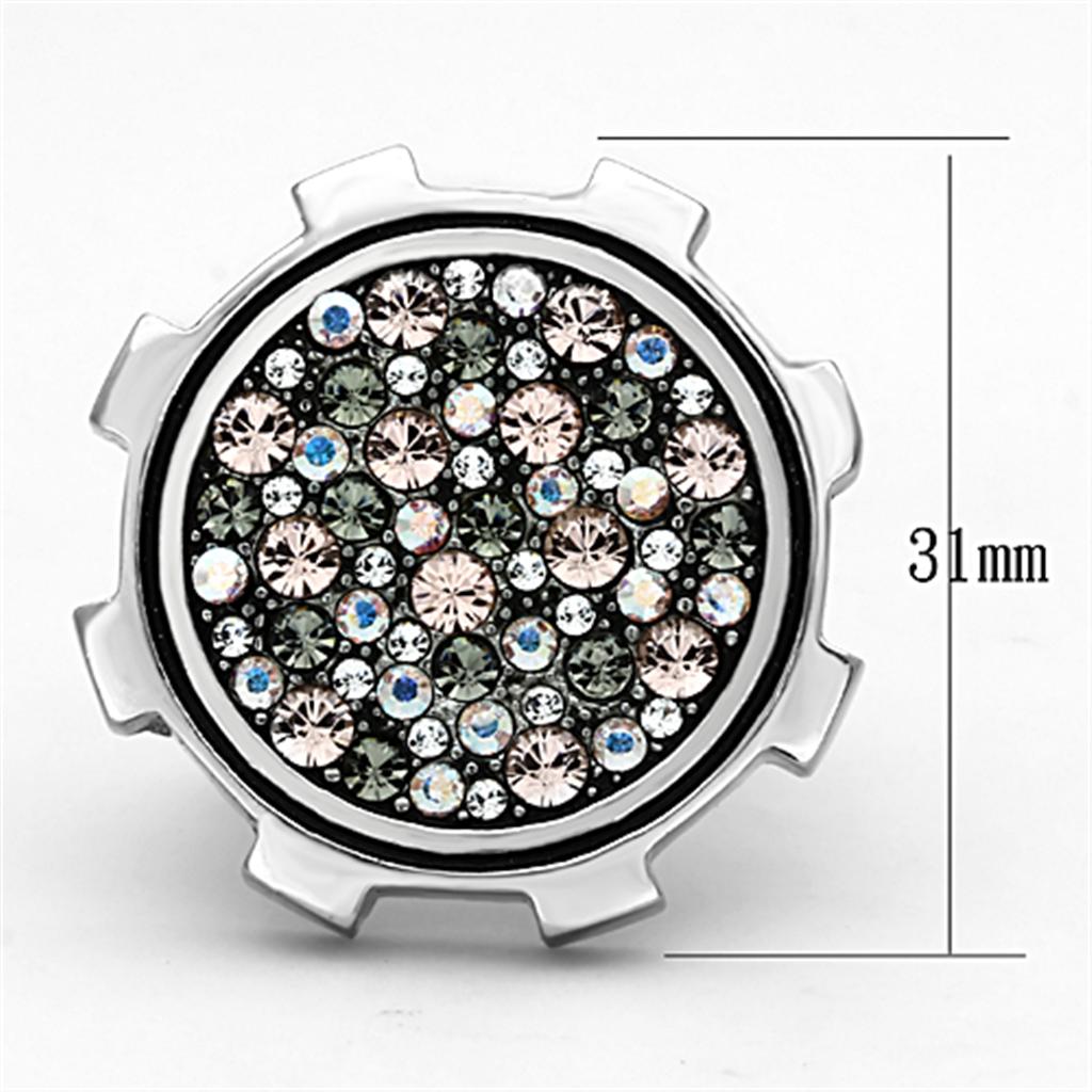 MATK1113 - High polished (no plating) Stainless Steel Ring with Top Grade Crystal  in Multi Color