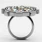 MATK1113 - High polished (no plating) Stainless Steel Ring with Top Grade Crystal  in Multi Color