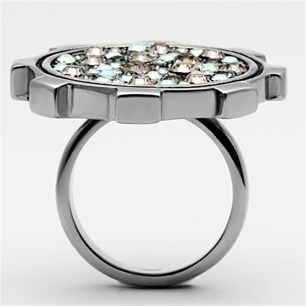 MATK1113 - High polished (no plating) Stainless Steel Ring with Top Grade Crystal  in Multi Color