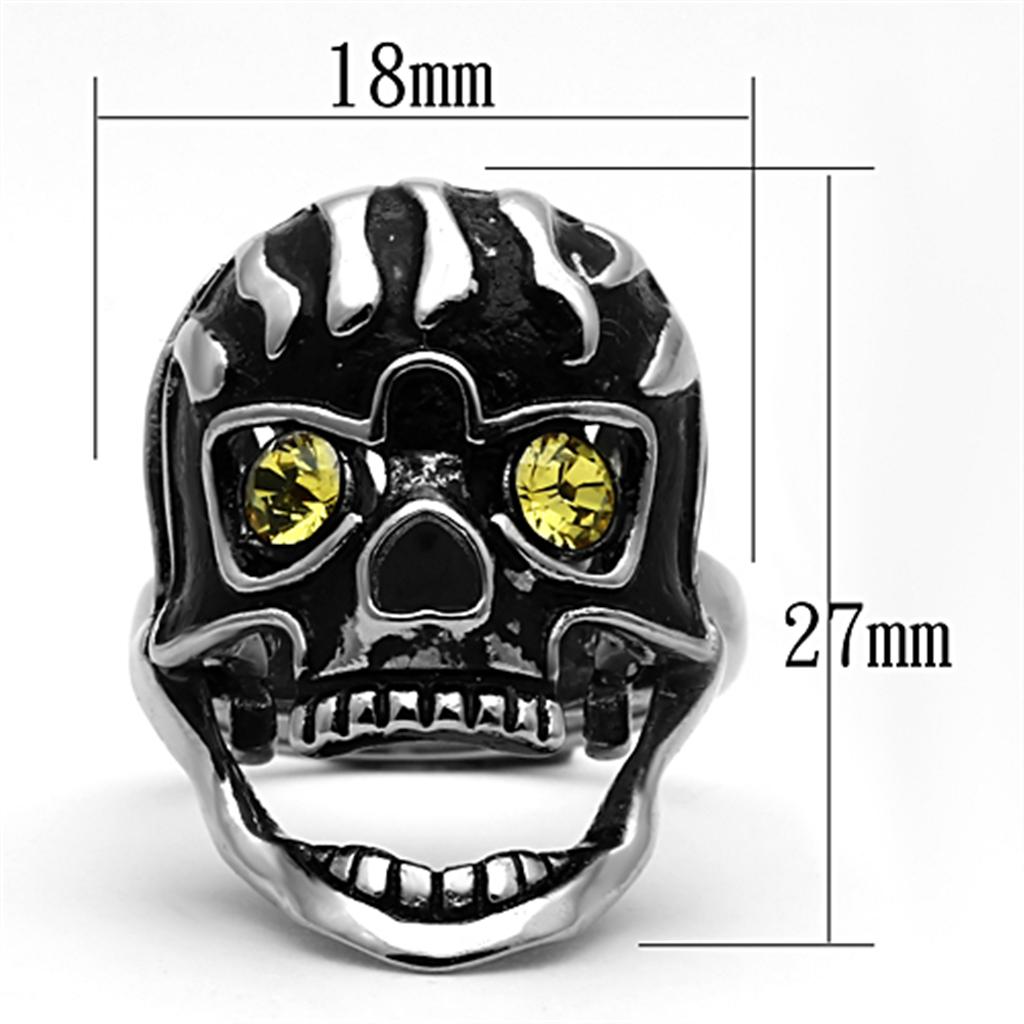 MATK1114 - High polished (no plating) Stainless Steel Ring with Top Grade Crystal  in Topaz