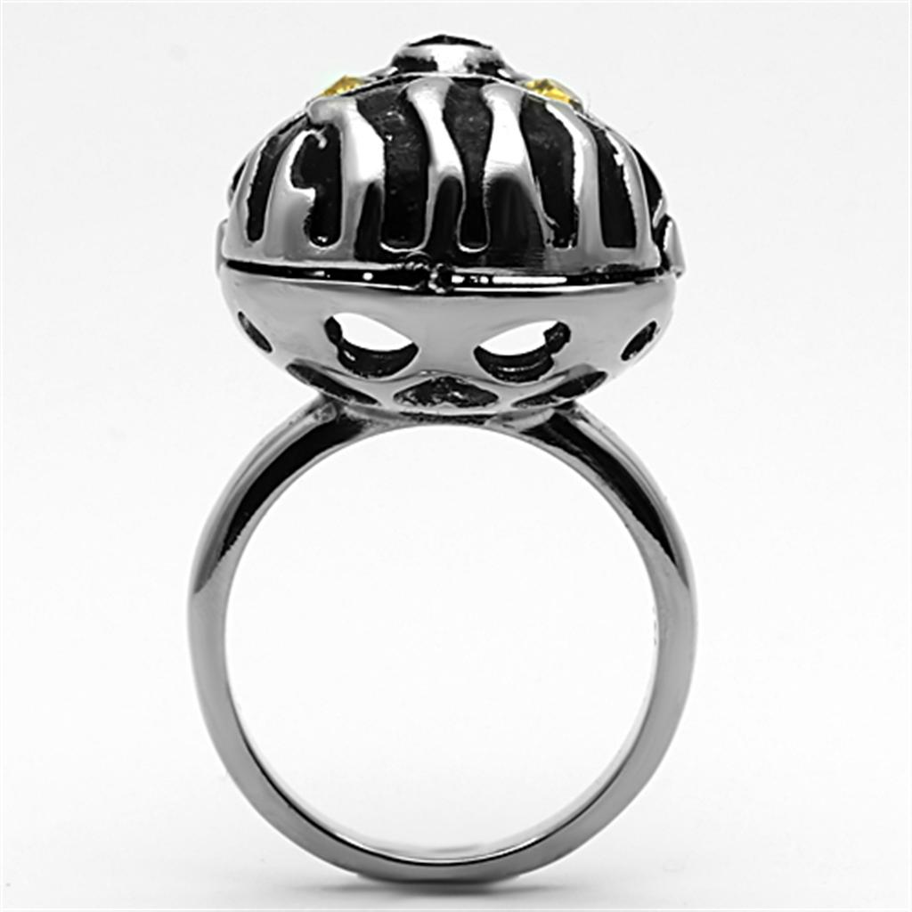 MATK1114 - High polished (no plating) Stainless Steel Ring with Top Grade Crystal  in Topaz