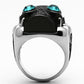 MATK1118 - Two-Tone IP Black Stainless Steel Ring with Top Grade Crystal  in Blue Zircon
