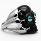 MATK1118 - Two-Tone IP Black Stainless Steel Ring with Top Grade Crystal  in Blue Zircon