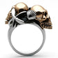 MATK1119 - Two-Tone IP Rose Gold Stainless Steel Ring with Epoxy  in Jet