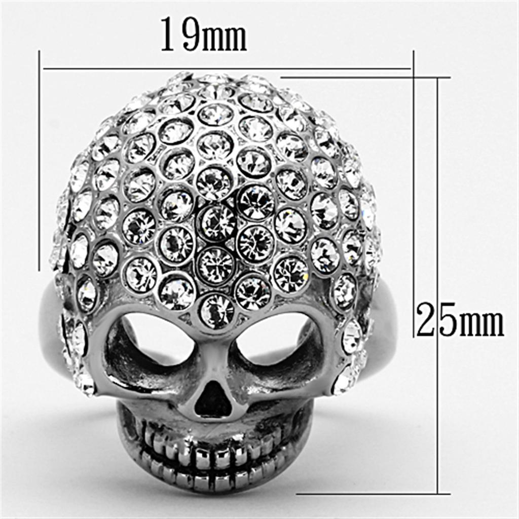 MATK1120 - High polished (no plating) Stainless Steel Ring with Top Grade Crystal  in Clear