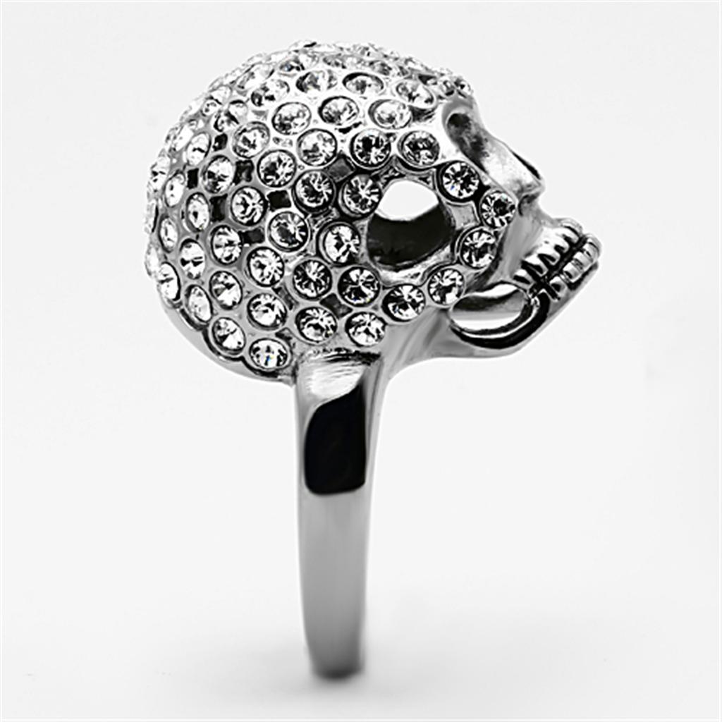 MATK1120 - High polished (no plating) Stainless Steel Ring with Top Grade Crystal  in Clear