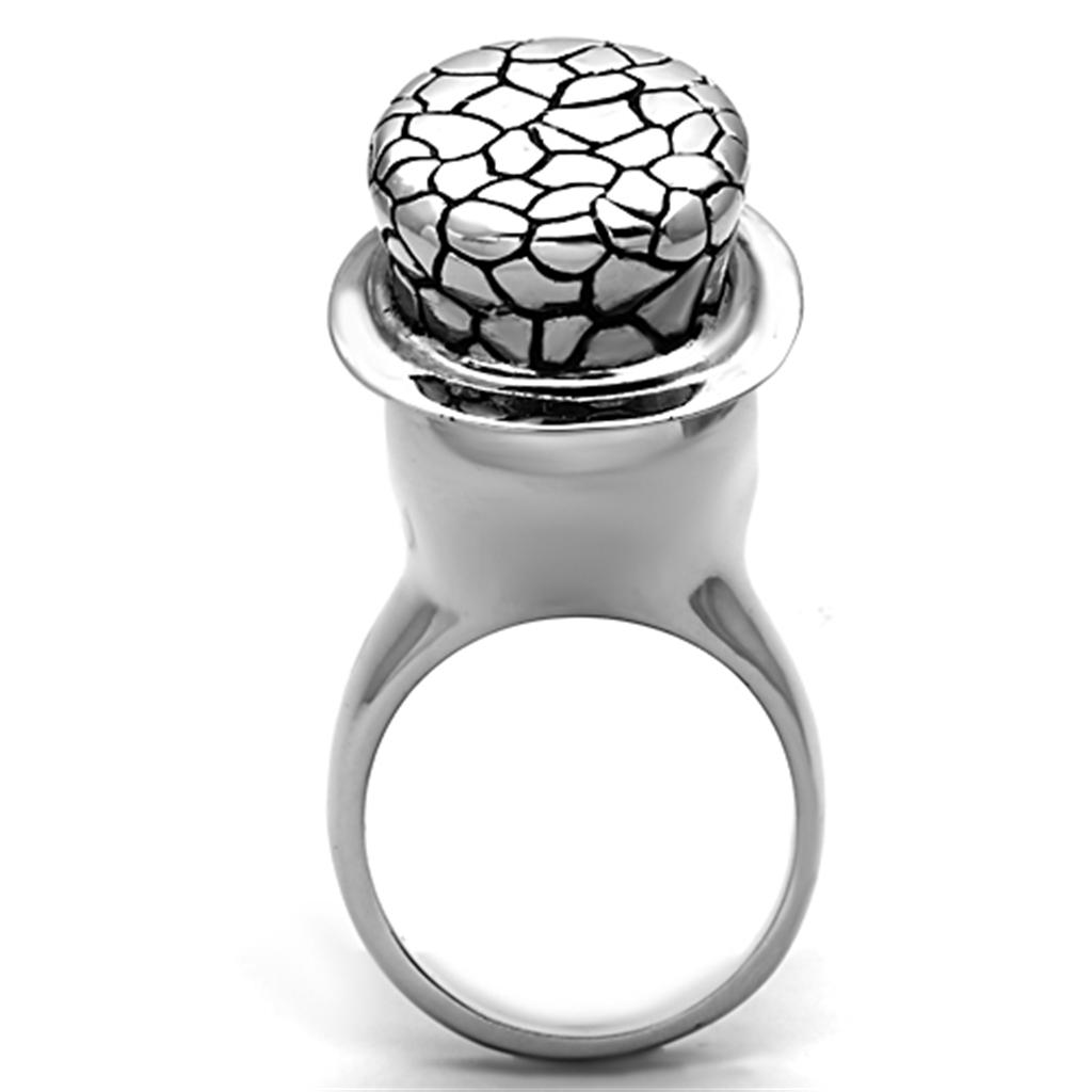 MATK1121 - High polished (no plating) Stainless Steel Ring with Epoxy  in Jet