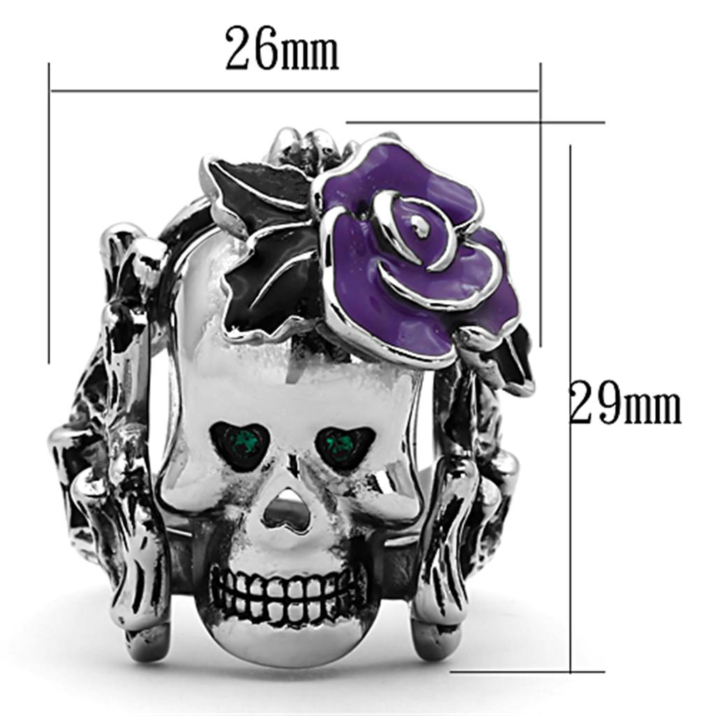 MATK1122 - High polished (no plating) Stainless Steel Ring with Top Grade Crystal  in Emerald