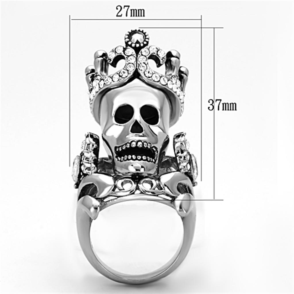 MATK1123 - High polished (no plating) Stainless Steel Ring with Top Grade Crystal  in Black Diamond