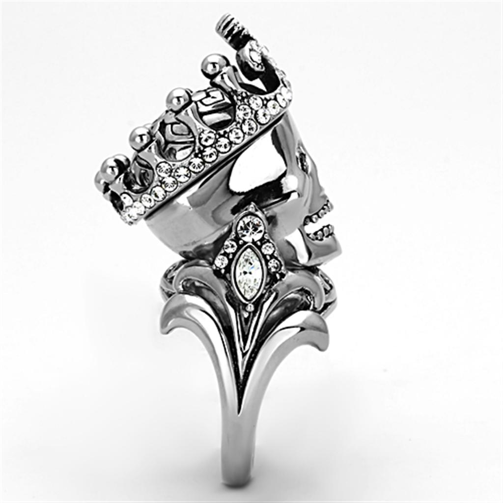 MATK1123 - High polished (no plating) Stainless Steel Ring with Top Grade Crystal  in Black Diamond