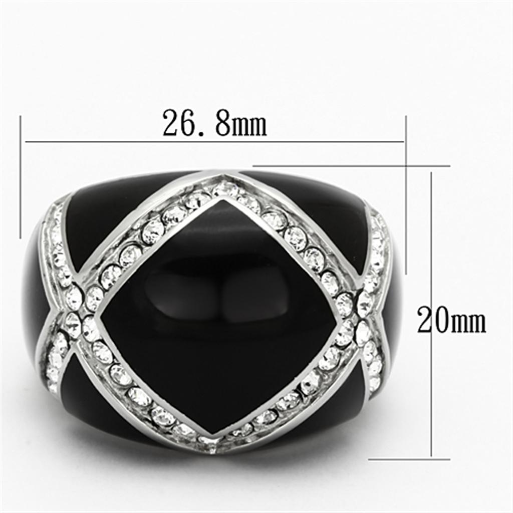 MATK1132 - High polished (no plating) Stainless Steel Ring with Top Grade Crystal  in Clear