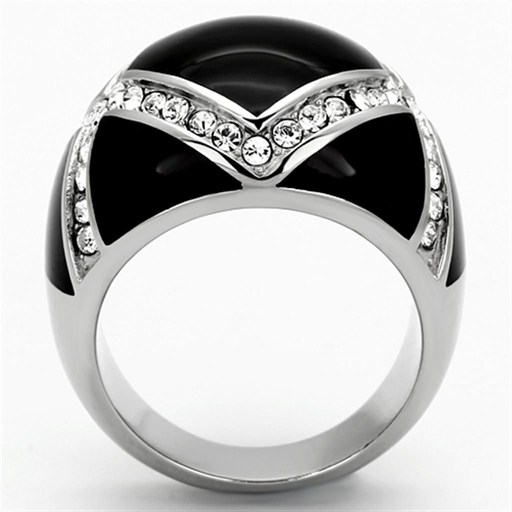MATK1132 - High polished (no plating) Stainless Steel Ring with Top Grade Crystal  in Clear