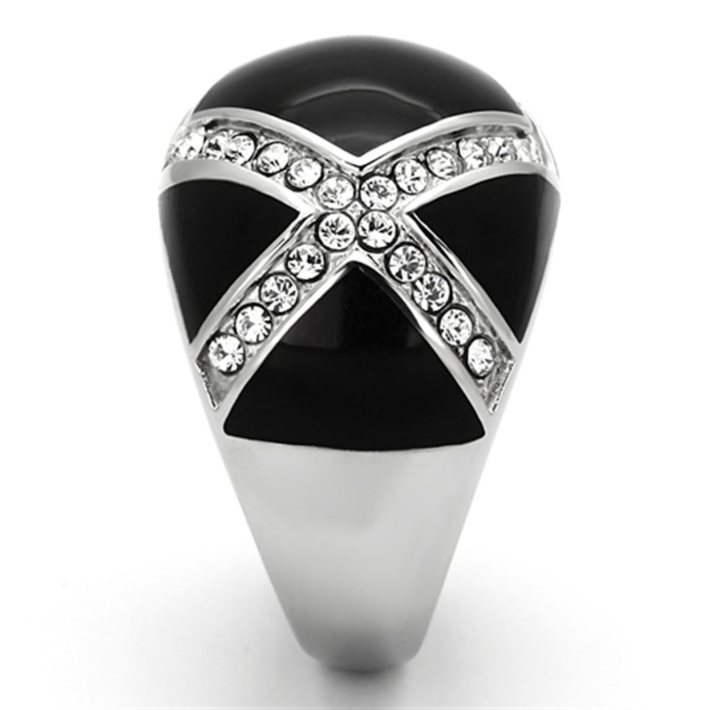 MATK1132 - High polished (no plating) Stainless Steel Ring with Top Grade Crystal  in Clear