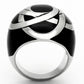 MATK1133 - High polished (no plating) Stainless Steel Ring with Epoxy  in Jet