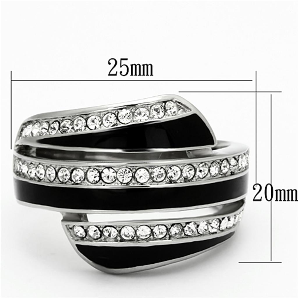 MATK1134 - High polished (no plating) Stainless Steel Ring with Top Grade Crystal  in Clear