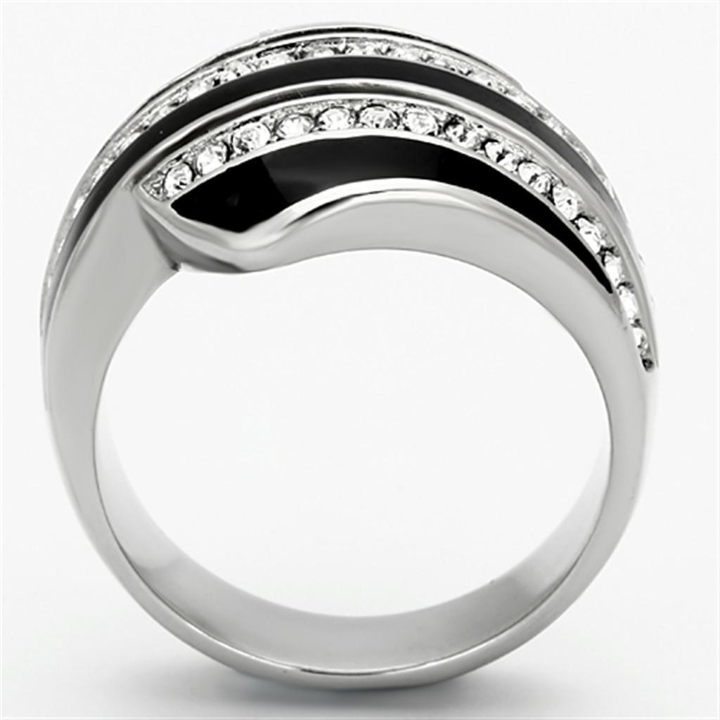 MATK1134 - High polished (no plating) Stainless Steel Ring with Top Grade Crystal  in Clear