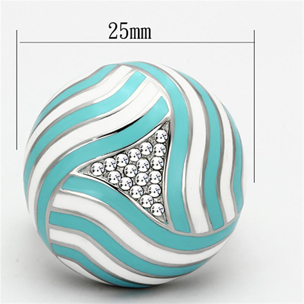 MATK1138 - High polished (no plating) Stainless Steel Ring with Top Grade Crystal  in Clear