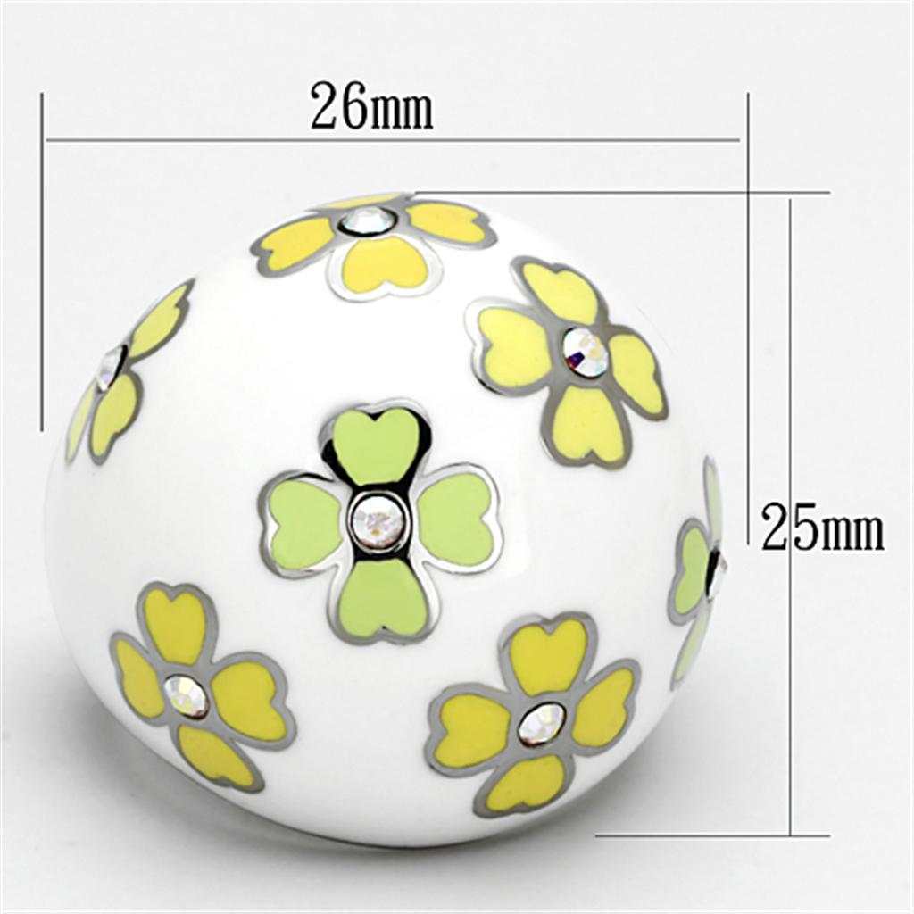 MATK1139 - High polished (no plating) Stainless Steel Ring with Top Grade Crystal  in Aurora Borealis (Rainbow Effect)