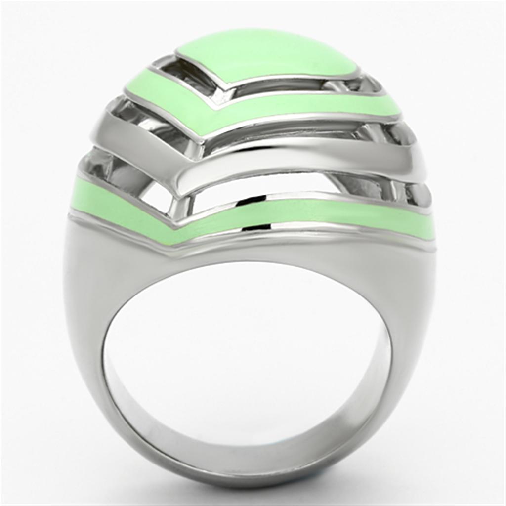 MATK1140 - High polished (no plating) Stainless Steel Ring with Epoxy  in Emerald