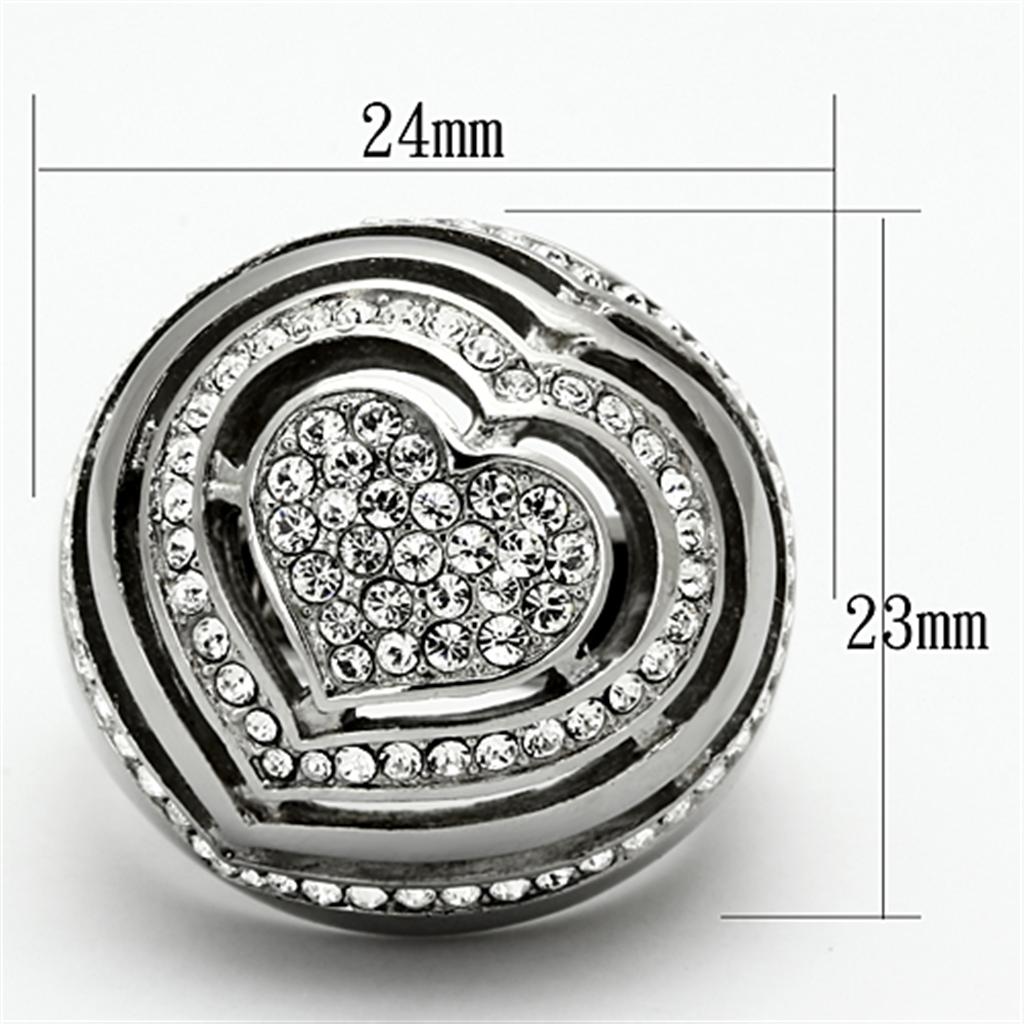 MATK1141 - High polished (no plating) Stainless Steel Ring with Top Grade Crystal  in Clear