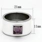 MATK1142 - High polished (no plating) Stainless Steel Ring with Synthetic Synthetic Glass in Amethyst