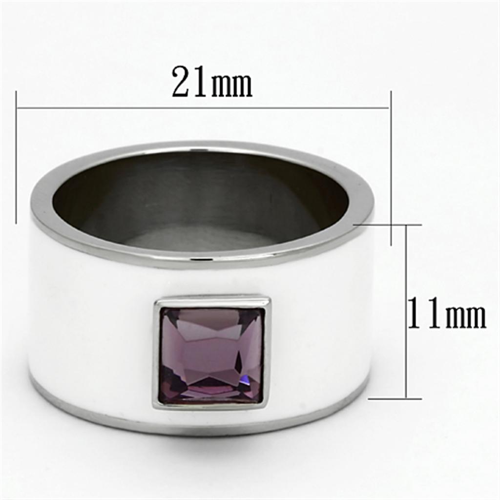 MATK1142 - High polished (no plating) Stainless Steel Ring with Synthetic Synthetic Glass in Amethyst