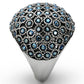 MATK1143 - High polished (no plating) Stainless Steel Ring with Top Grade Crystal  in Aquamarine AB