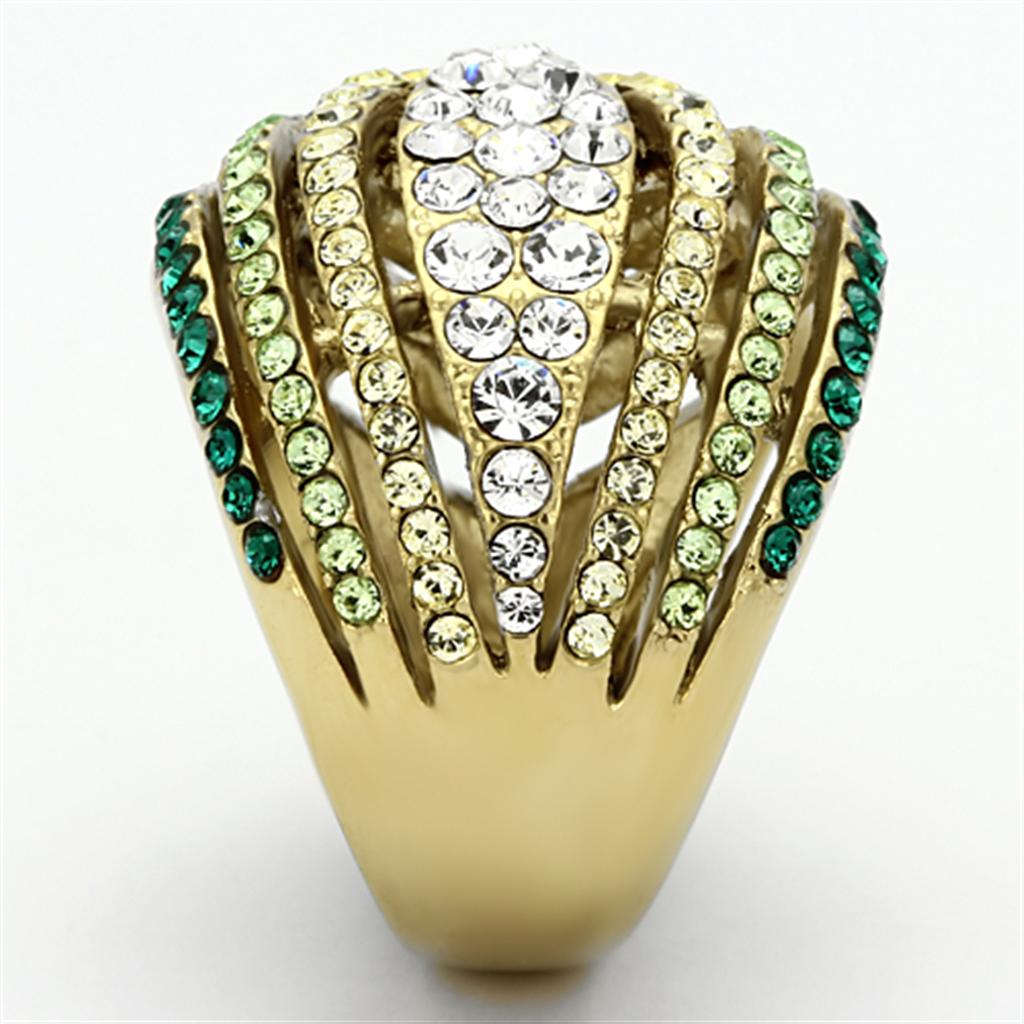 MATK1145 - IP Gold(Ion Plating) Stainless Steel Ring with Top Grade Crystal  in Multi Color