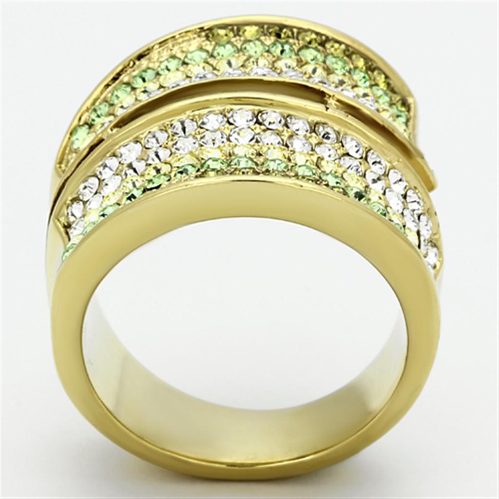 MATK1146 - IP Gold(Ion Plating) Stainless Steel Ring with Top Grade Crystal  in Multi Color