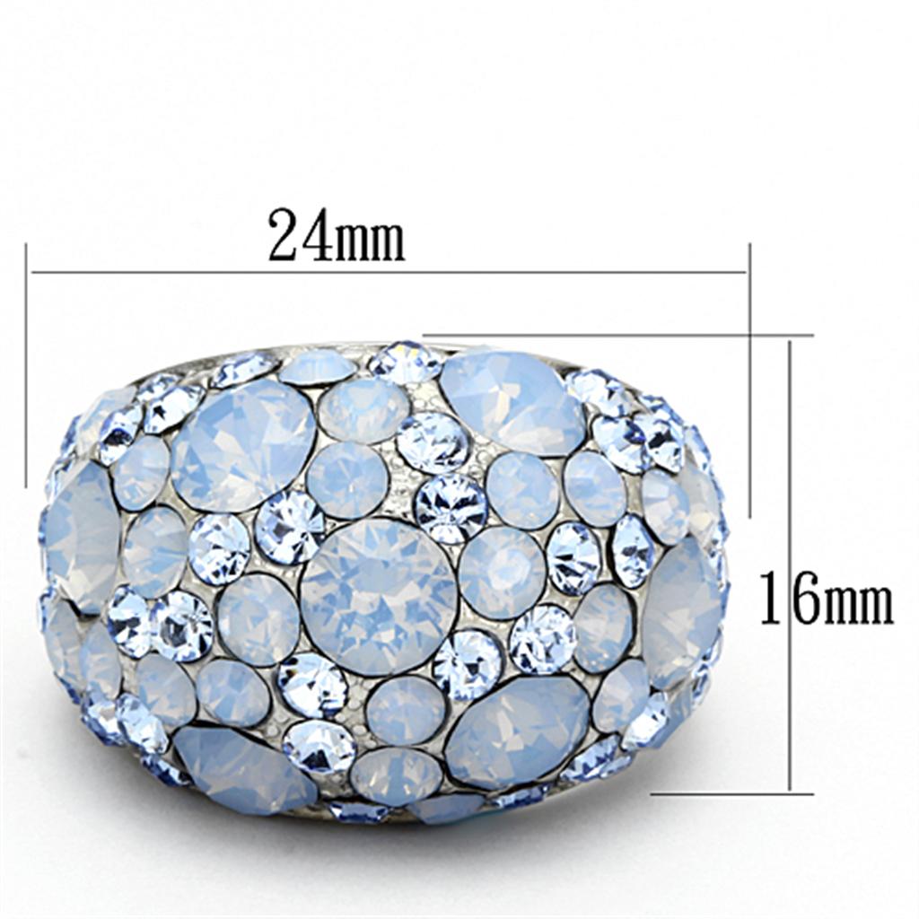 MATK1147 - High polished (no plating) Stainless Steel Ring with Top Grade Crystal  in Sea Blue