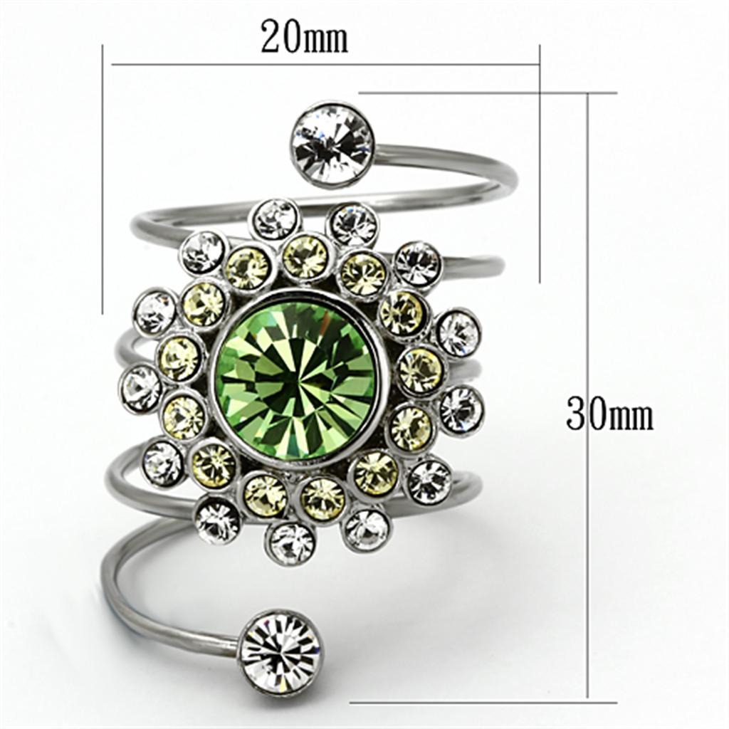 MATK1148 - High polished (no plating) Stainless Steel Ring with Top Grade Crystal  in Peridot