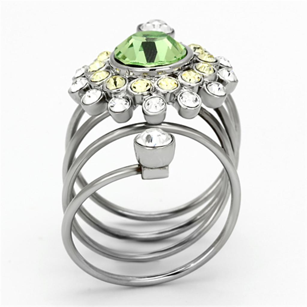 MATK1148 - High polished (no plating) Stainless Steel Ring with Top Grade Crystal  in Peridot