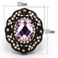 MATK1154 - IP Black(Ion Plating) Stainless Steel Ring with Top Grade Crystal  in Light Rose