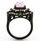 MATK1154 - IP Black(Ion Plating) Stainless Steel Ring with Top Grade Crystal  in Light Rose