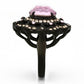 MATK1154 - IP Black(Ion Plating) Stainless Steel Ring with Top Grade Crystal  in Light Rose