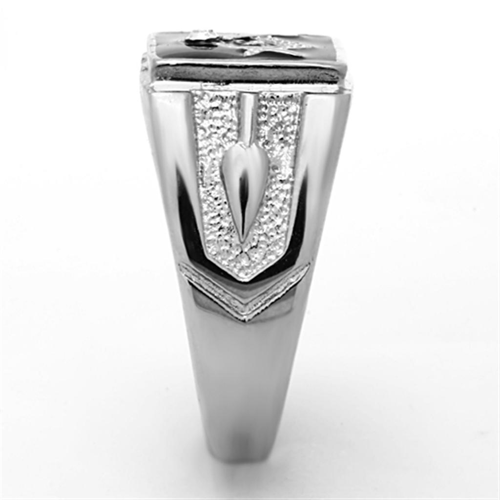 MATK1158 - High polished (no plating) Stainless Steel Ring with Top Grade Crystal  in Clear
