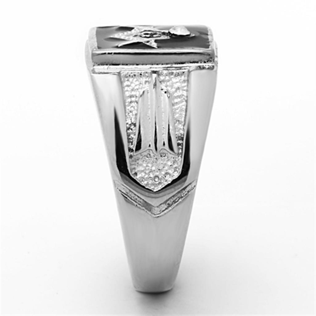 MATK1158 - High polished (no plating) Stainless Steel Ring with Top Grade Crystal  in Clear
