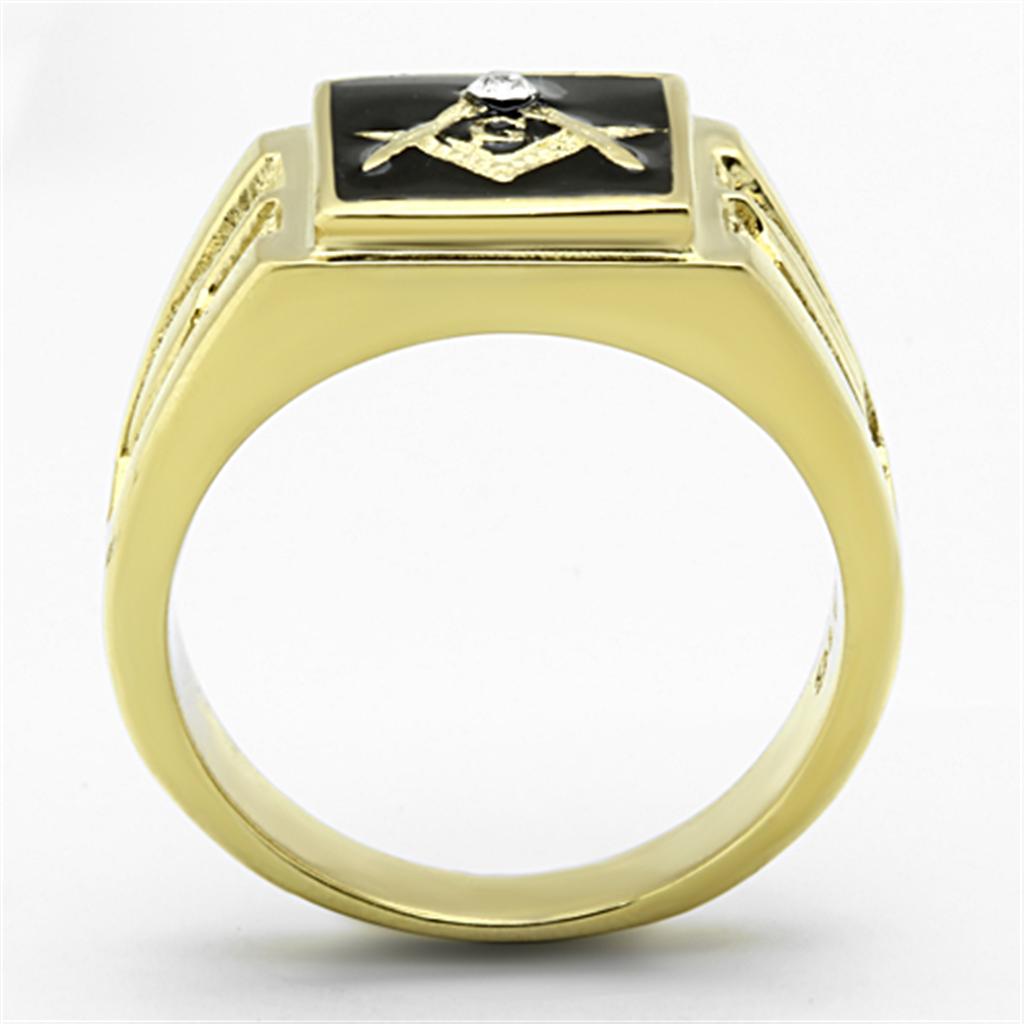 MATK1159 - IP Gold(Ion Plating) Stainless Steel Ring with Top Grade Crystal  in Clear